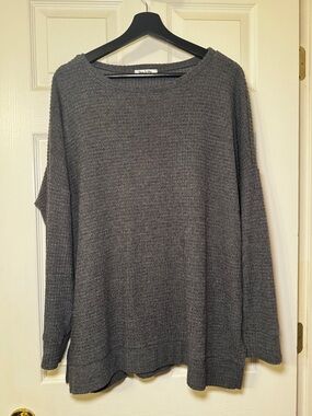 You & Me | Women’s Charcoal Waffle Knit Top 1X